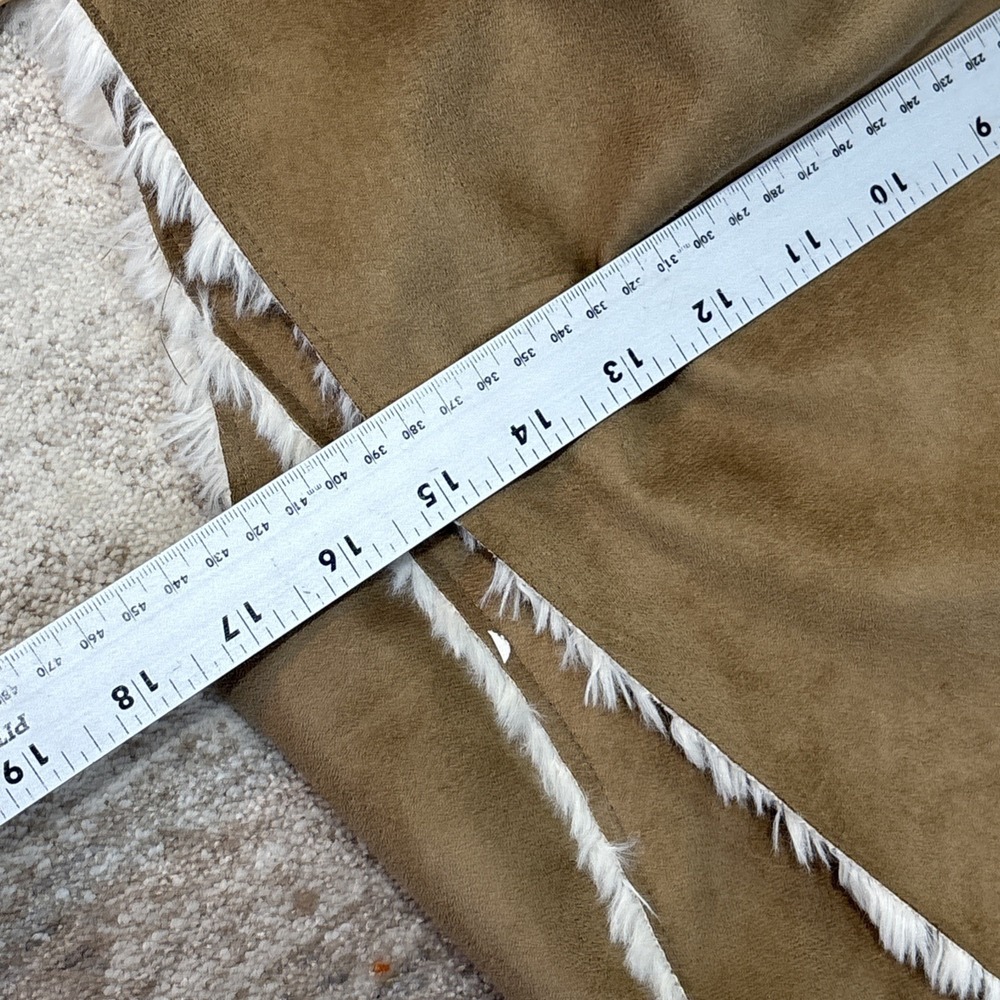 Y2K Boho Sherpa Suede Vest Western Festival Fairycore Layering‎ Small - Picture 12 of 13